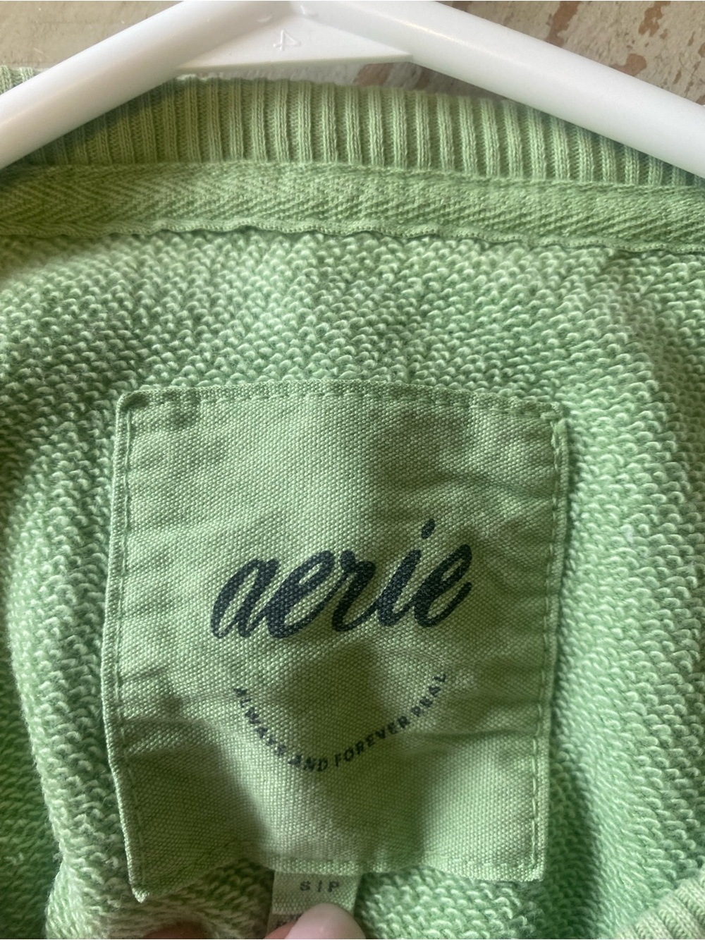 aerie Mint Green Textured Crew Sweater